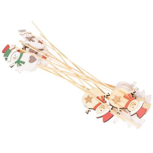 Wooden snowman stakes for flower decorations, Christmas, 31cm, 12 pieces | Floristik24.ie