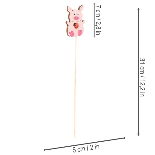 Decorative wooden garden stakes, piglet style, 31cm, 16 pieces | Floristik24.ie
