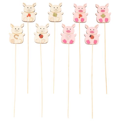 Decorative wooden garden stakes, piglet style, 31cm, 16 pieces | Floristik24.ie