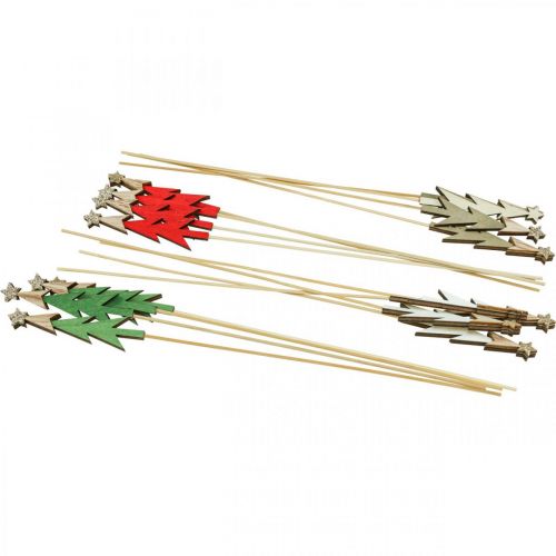 Floristik24 Christmas pine tree flower pin wood 9.5cm 16 pcs