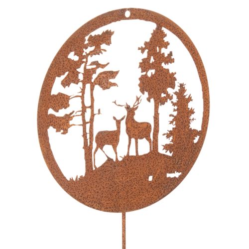 Garden stake, rust-colored, round, deer silhouette, forest decoration, 53cm, 2 pieces
