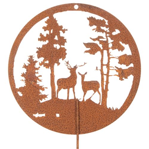 Garden stake, rust-colored, round, deer silhouette, forest decoration, 53cm, 2 pieces | Floristik24.ie