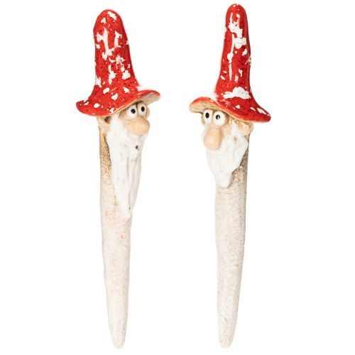 Dwarf figurine for sticking, with long beard and mushroom hat, decoration, 17cm, 2 pieces buy online | Floristik24.ie