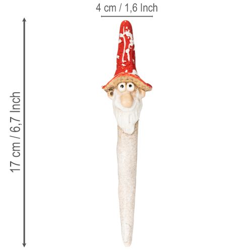 Dwarf figurine for sticking, with long beard and mushroom hat, decoration, 17cm, 2 pieces | Floristik24.ie