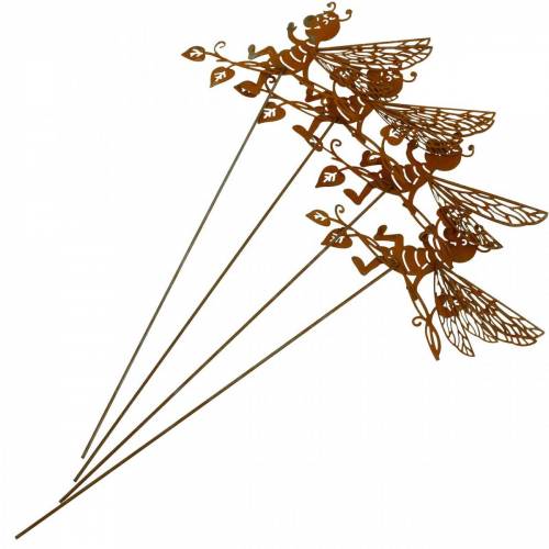 Floristik24 Garden plug rust bee 34.5 × 14cm metal garden decoration 4pcs