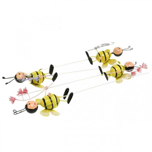Product Flower plug bee with flower, metal decoration spring summer 4pcs