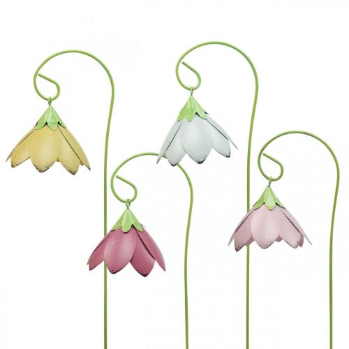 Floristik24 Garden Stakes Metal Decorative Flowers Colored Bed Stakes L34 4pcs