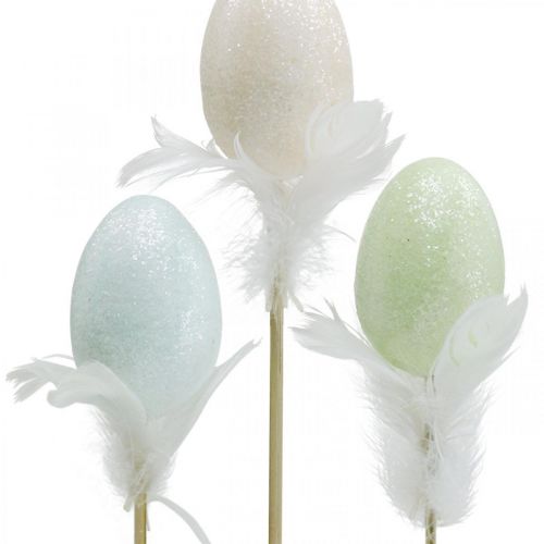 Artificial Easter eggs on a stick pastel egg Easter decoration H6cm 6pcs