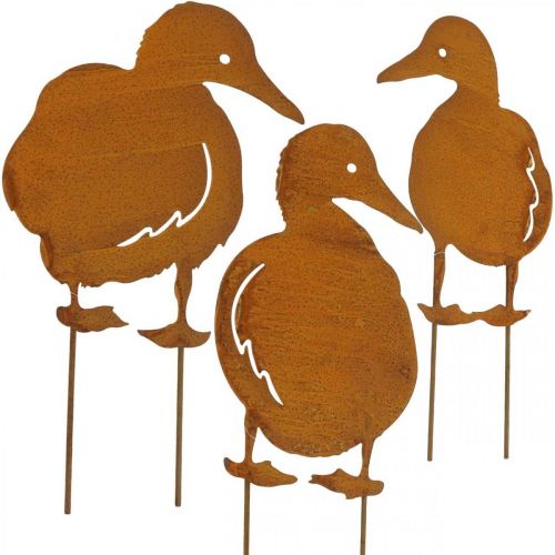 Floristik24 Patina garden stake ducks H33cm/35cm/37cm set of 3