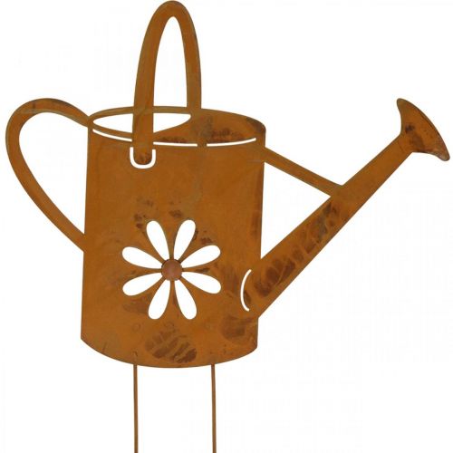 Flower plug watering can, garden plug made of metal, rust decoration L39cm