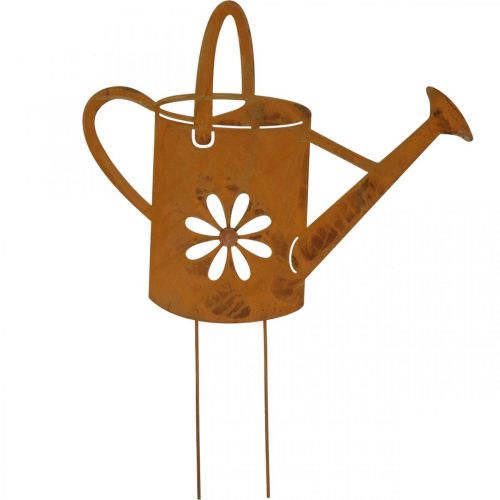 Floristik24 Flower plug watering can, garden plug made of metal, rust decoration L39cm