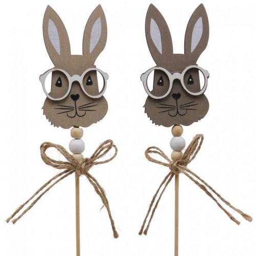 Floristik24 Flower plug bunny with glasses decorative plug wood 4×7.5cm 12pcs