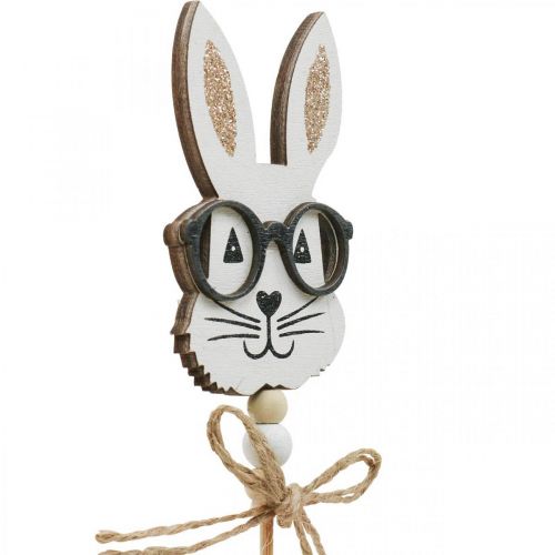 Flower plug bunny with glasses wood glitter 4×7.5cm 12pcs
