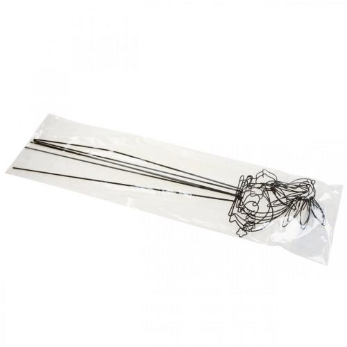 Floristik24 Garden Stakes Metal Rabbit Black Bed Stakes 9.5–11cm 6pcs