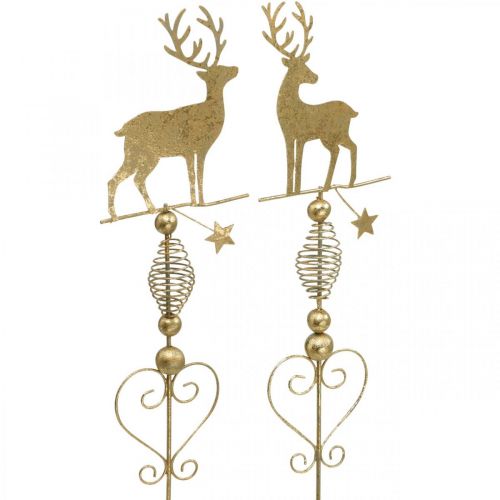 Floristik24 Deco plugs reindeer gold antique look H58cm 2pcs