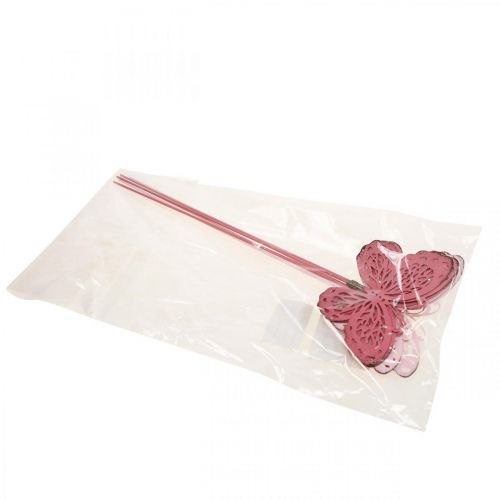 Product Garden stake butterfly metal pink H30cm 6pcs