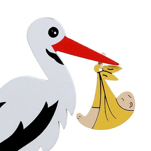 Floristik24 Plug stork with baby 10cm L28cm 14pcs