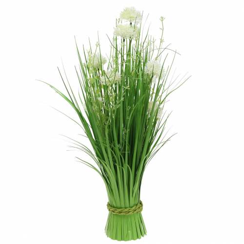 Decorative standing bouquet with meadow flowers green, artificial white 51cm