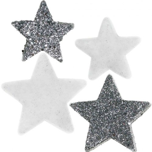Floristik24 Scatter decoration Christmas stars grey/black Ø4/5cm 40p