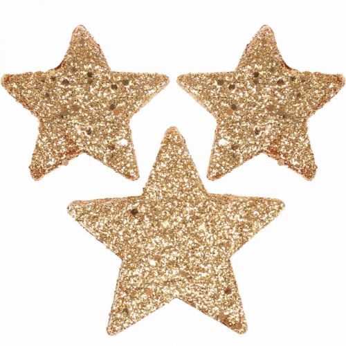 Scatter decoration Christmas stars glitter/orange Ø4/5cm 40p