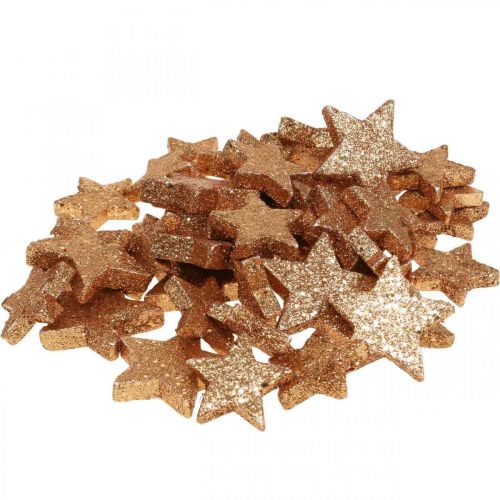 Floristik24 Scatter decoration Christmas stars glitter/orange Ø4/5cm 40p