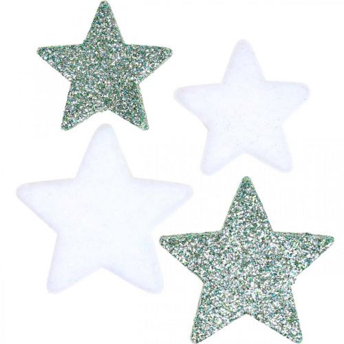 Floristik24 Scatter decoration Christmas scattered stars green white Ø4/5cm 40pcs