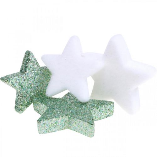 Product Scatter decoration Christmas scattered stars green white Ø4/5cm 40pcs