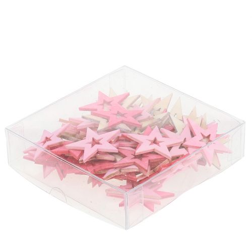 Floristik24 Stars for scattering pink, rose, natural 4cm 72 pcs