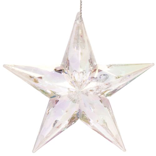 Decorative star ornaments, iridescent clear acrylic, Christmas tree decorations, 9cm, 6 pieces | Floristik24.ie