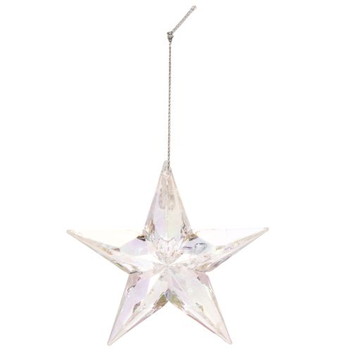 Decorative star ornaments, iridescent clear acrylic, Christmas tree decorations, 9cm, 6 pieces | Floristik24.ie
