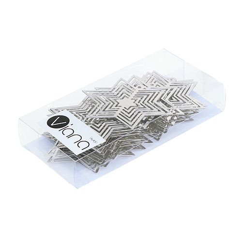 Floristik24 Star metal silver 6cm 24pcs