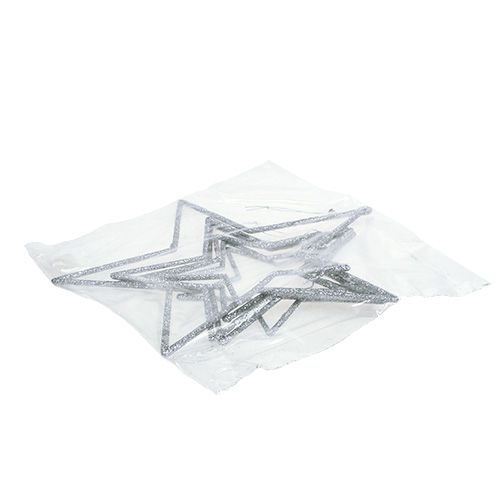 Floristik24 Star set for hanging silver, mica 17-34cm