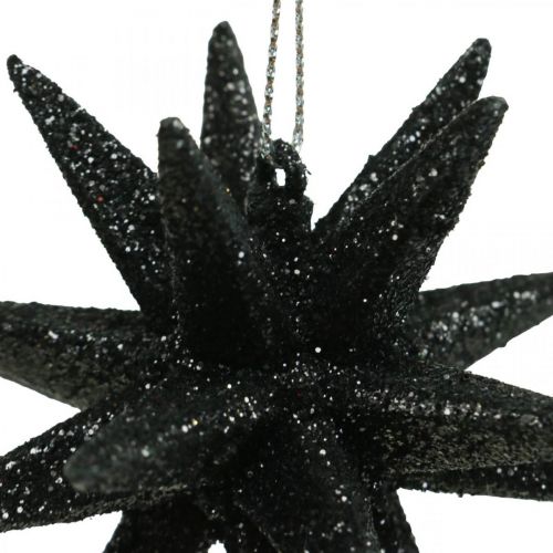 Product Christmas decoration stars for hanging black Ø7.5cm 8 pcs