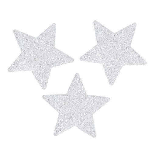 Stars white 6.5cm with mica 36pcs
