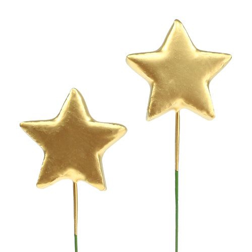 Floristik24 Star on wire 4cm gold 60pcs