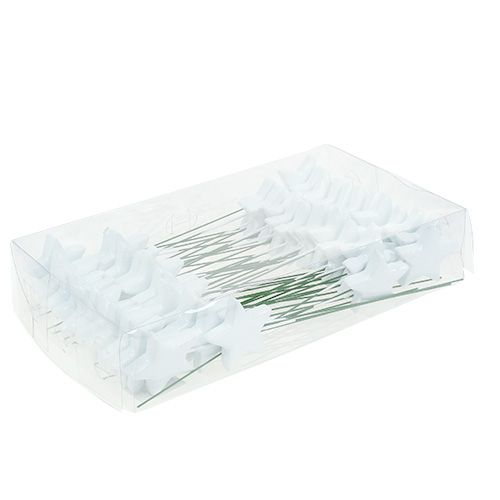 Floristik24 Star on wire 5cm white 48 pcs