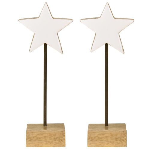 Product Wooden star white wooden stars for standing H23cm 2 pcs