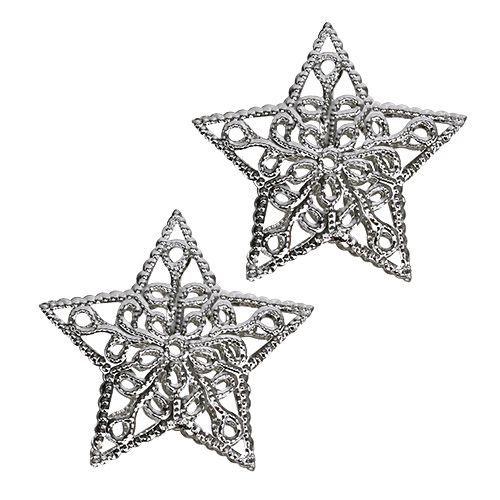 Floristik24 Metal star silver 6cm 20pcs