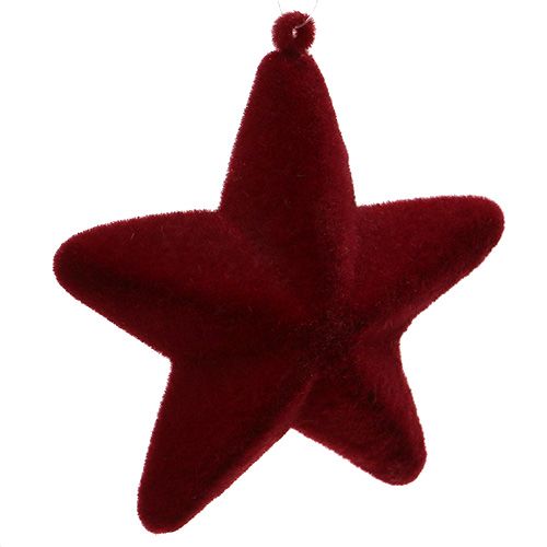 Product Star flocked dark red 10cm