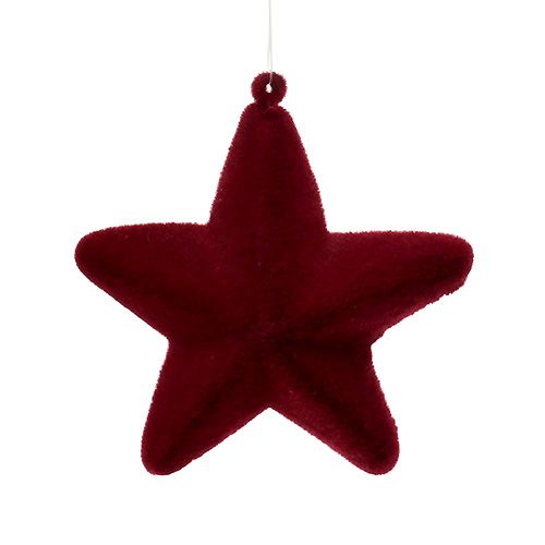 Floristik24 Star flocked dark red 10cm
