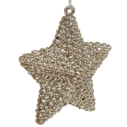 Floristik24 Star with mica champagne 7.5cm 12pcs
