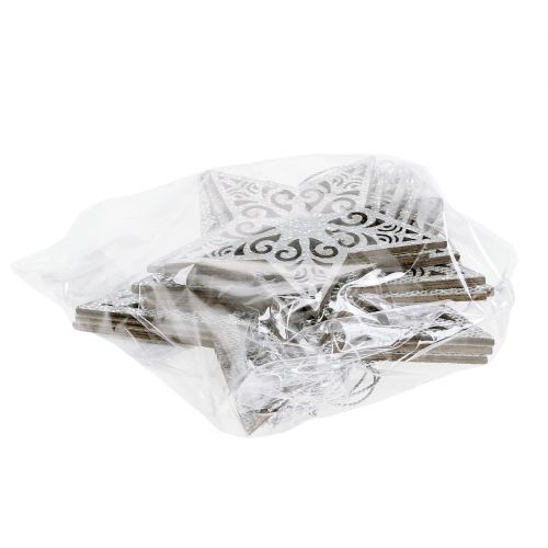 Floristik24 Star Silver for hanging 8cm - 12cm 9pcs