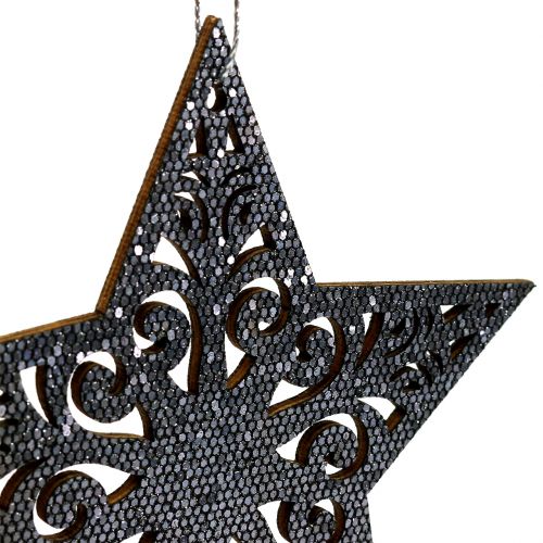Product Christmas star with ornaments silver grey assorted 8cm - 12cm 9 pcs