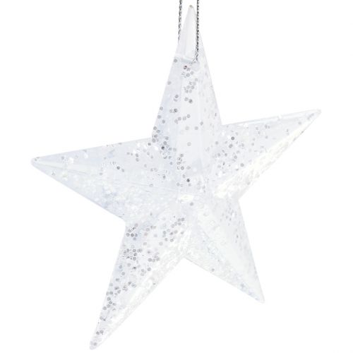Product Star to hang clear with mica 9.5cm 12pcs
