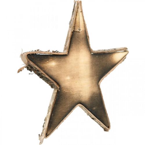 Floristik24 Wooden star to hang natural flamed Christmas tree decoration H15cm