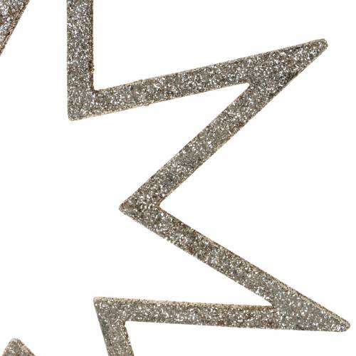 Floristik24 Christmas decoration star Christmas tree decorations champagne glitter 22cm 12pcs