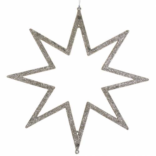 Christmas decoration star Christmas tree decorations champagne glitter 22cm 12pcs