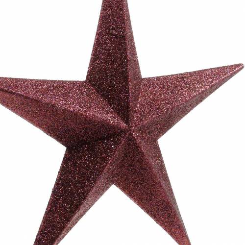 Floristik24 Glitter star to hang Burgundy Ø30cm