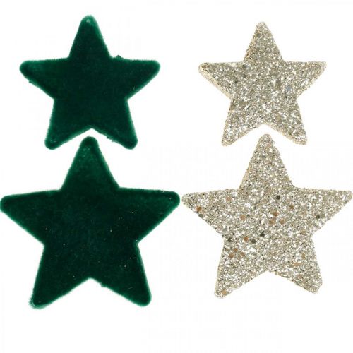 Floristik24 Star Confetti Mix Green and Gold Christmas 4cm/5cm 40 pcs