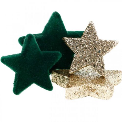 Floristik24 Star Confetti Mix Green and Gold Christmas 4cm/5cm 40 pcs